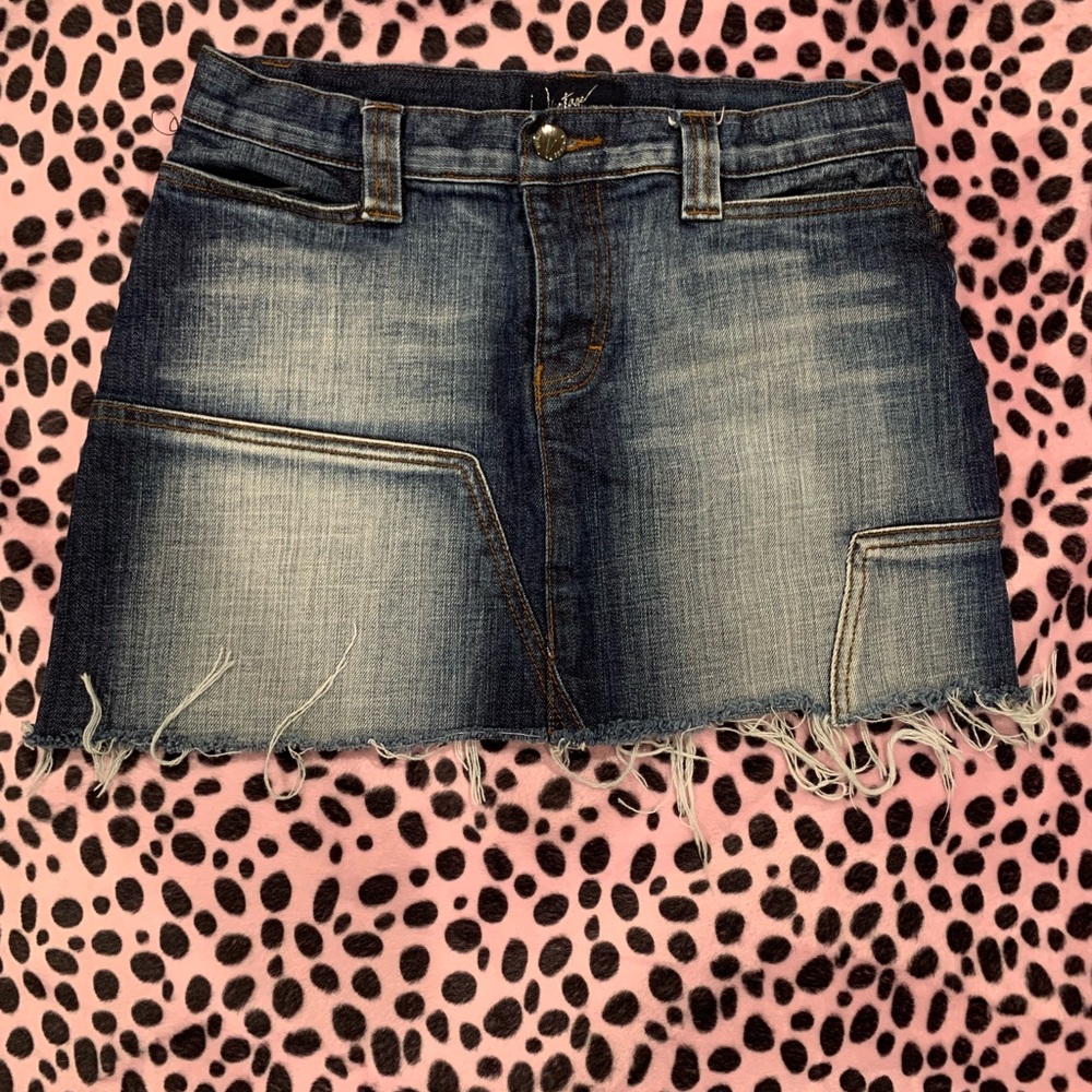 Jordache Blue Frayed Mini Skirt